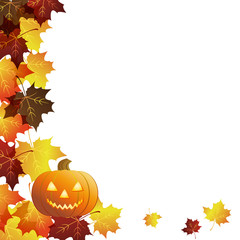Naklejka na ściany i meble Halloween dynie z liści jesienią