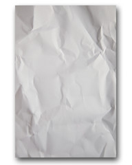 white crumpled paper on white background isolated