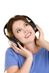 Naklejka premium woman listening to music