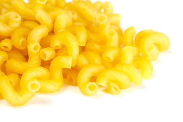 dried italian pasta on white background