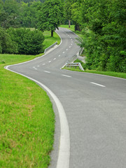 Asphalt winding curve road