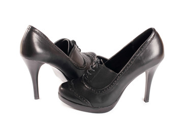 Black female shoes  isolated on white