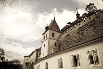 Fototapeta na wymiar Villaggio medioevale con castello
