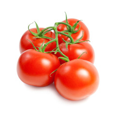 Red tomatoes on the green branch