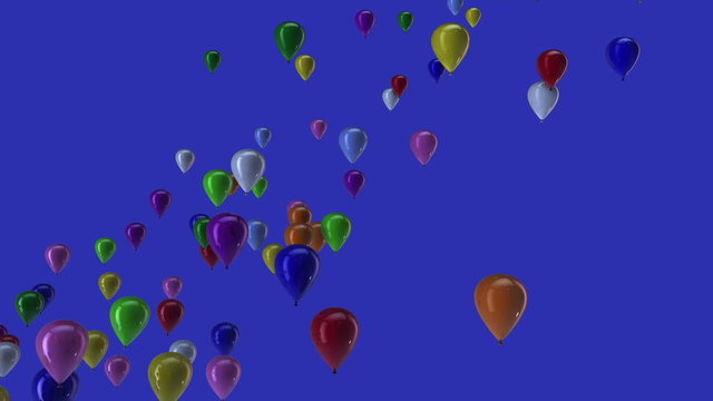 Many colorful balloons flying in a blue sky (loopable)