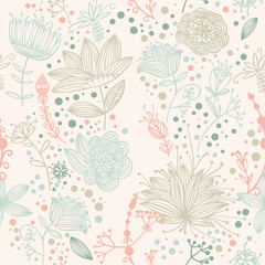 vector flower and Leaf retro Pattern