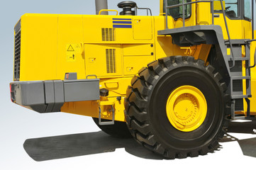 Yellow bulldozer.