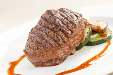 grilled steak with vegetables