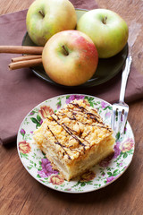 Apple pie with cinnamon, still life.