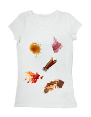 ketchup chocolate coffee wine food stains on a t shirt