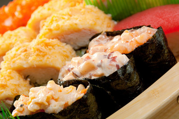 Japanese sushi  Roll made of Smoked fish