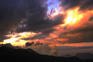 SUNSET OVER MOUNTAINS