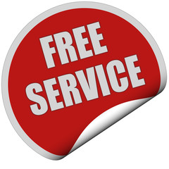 Sticker rot rund curl unten FREE SERVICE