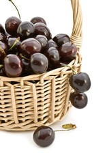 Large cherries in a basket.