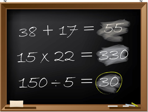 Blackboard with math excercises