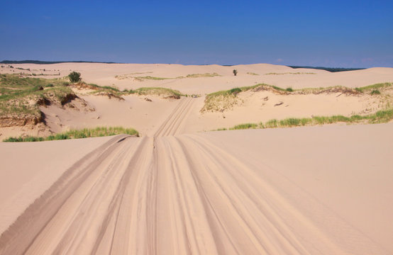 Drive Through Sand Dunes Near Lake Michigan