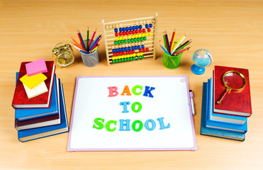 Back to school concept with many items