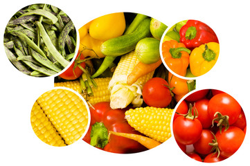 Collage of many fruits and vegetables