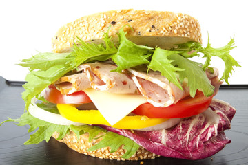 diet sandwich, sandwich vegetable in sesame bread.