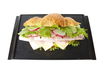 ham and cheese, big submarine ham and cheese croissant sandwich.