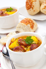 Golden chorizo and chickpea soup