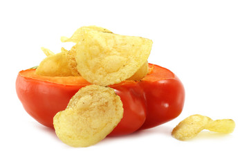 Red paprica filled a chips