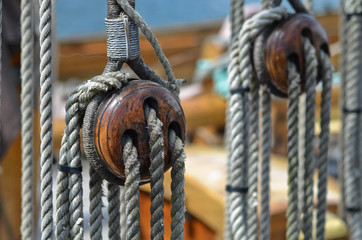 Old rigging on sailboat