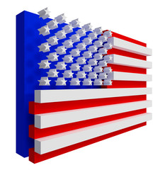USA Flag 3d Style Left perspective view. Include clipping path