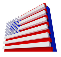 USA Flag 3d Style Right Bottom Vew. Include clipping path