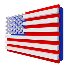 USA Flag 3d Style Right perspective view. Include clipping path