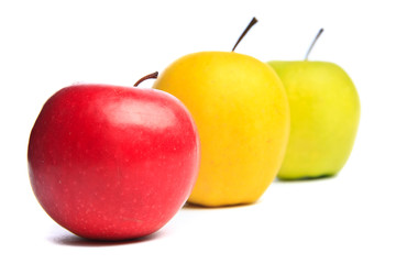 Three apples. Studio shot.