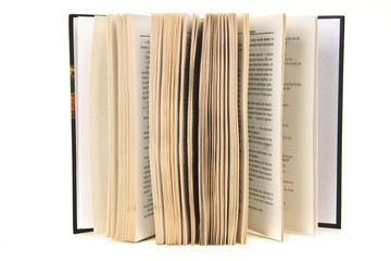 Open book on white background
