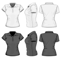 Vector. Women's polo-shirt design template. No mesh.