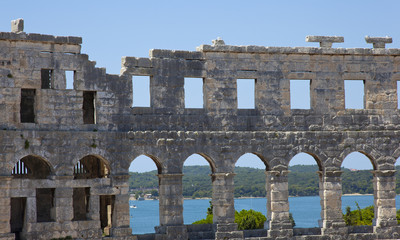 Famous Roman amphitheatre, ancient monument.