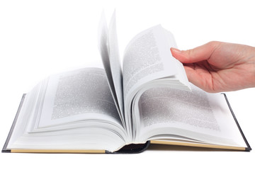 Open book on white background
