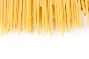 close-up raw pasta isolated