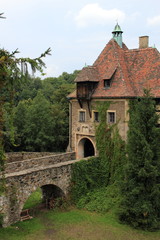 Fototapeta na wymiar Bridge too old castle Czocha situated in Poland