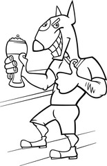 bullterrier man with glass of beer