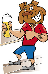 bulldog man with glass of beer
