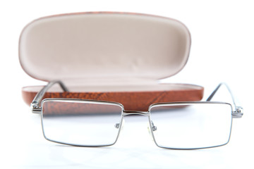 glasses in a case isolated
