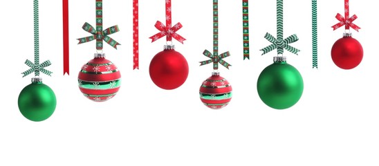Multicolored christmas ball with ribbon bow