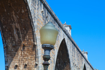 historic aqueduct in the city of Lisbon built in 18th century, P