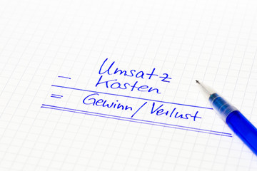 Umsatz minus Kosten ist Gewinn oder Verlust