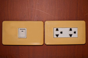 power plug on wood backgrounds