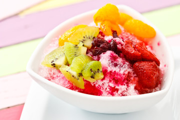 Mixed fruits on ice