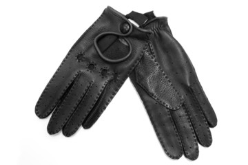 черные кожаные перчатки на белом фоне