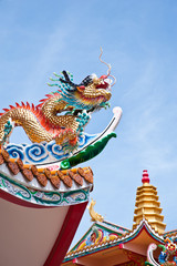 Fototapeta na wymiar dragon statue on the china temple roof