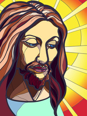 Jesus Christ in stained glass-vector