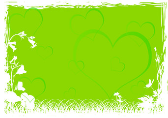 green hearts and white plants design