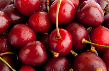 Sweet cherry. background. Group of Cherries forming a texture
